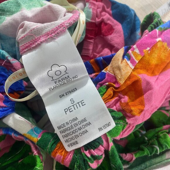 Farm Rio X Anthropologie Women's Printed V Neck Cut Out Dress - S Petite - Picture 12 of 16